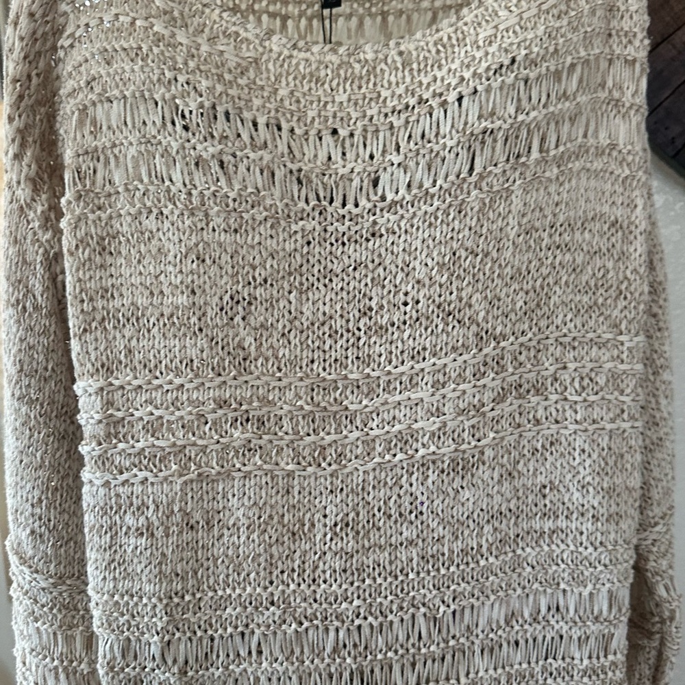 BCBGMAXAZRIA Women's Relax Mixed Stitch Sweater In Plaster Combo Size XS $178 - Picture 2 of 8